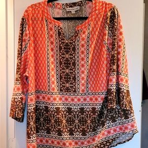 3/4 multi print blouse
